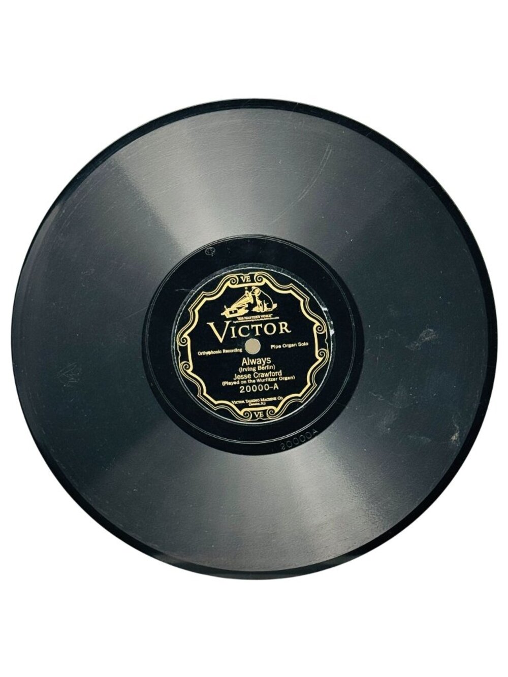 Jesse Crawford Always / Dinah 10in Shellac 78 RPM Record Victor 20000 Pipe Organ